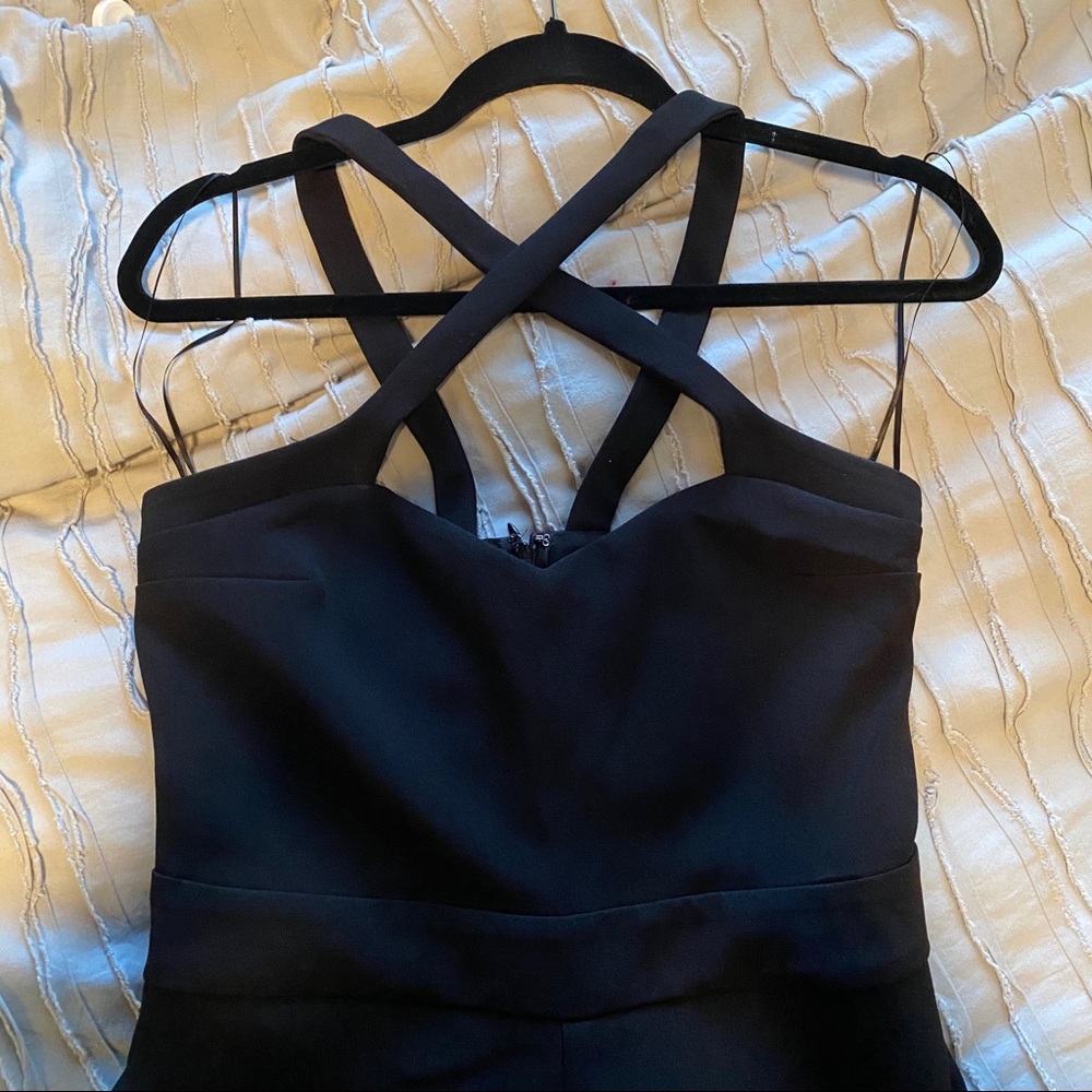 Front crossed black jumpsuit